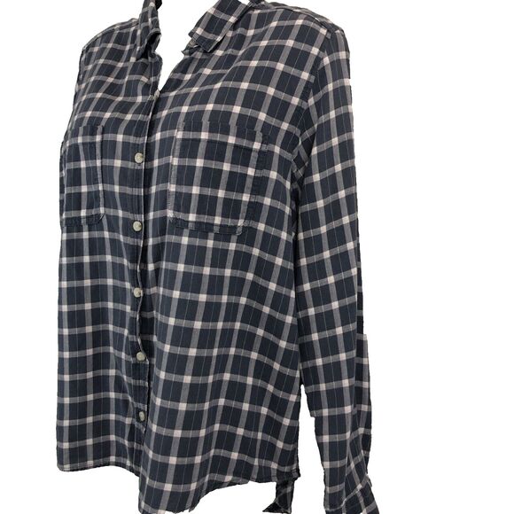 Universal Thread Womens Blue White Pink Rayon Long Sleeve Button Up Large - Picture 5 of 10